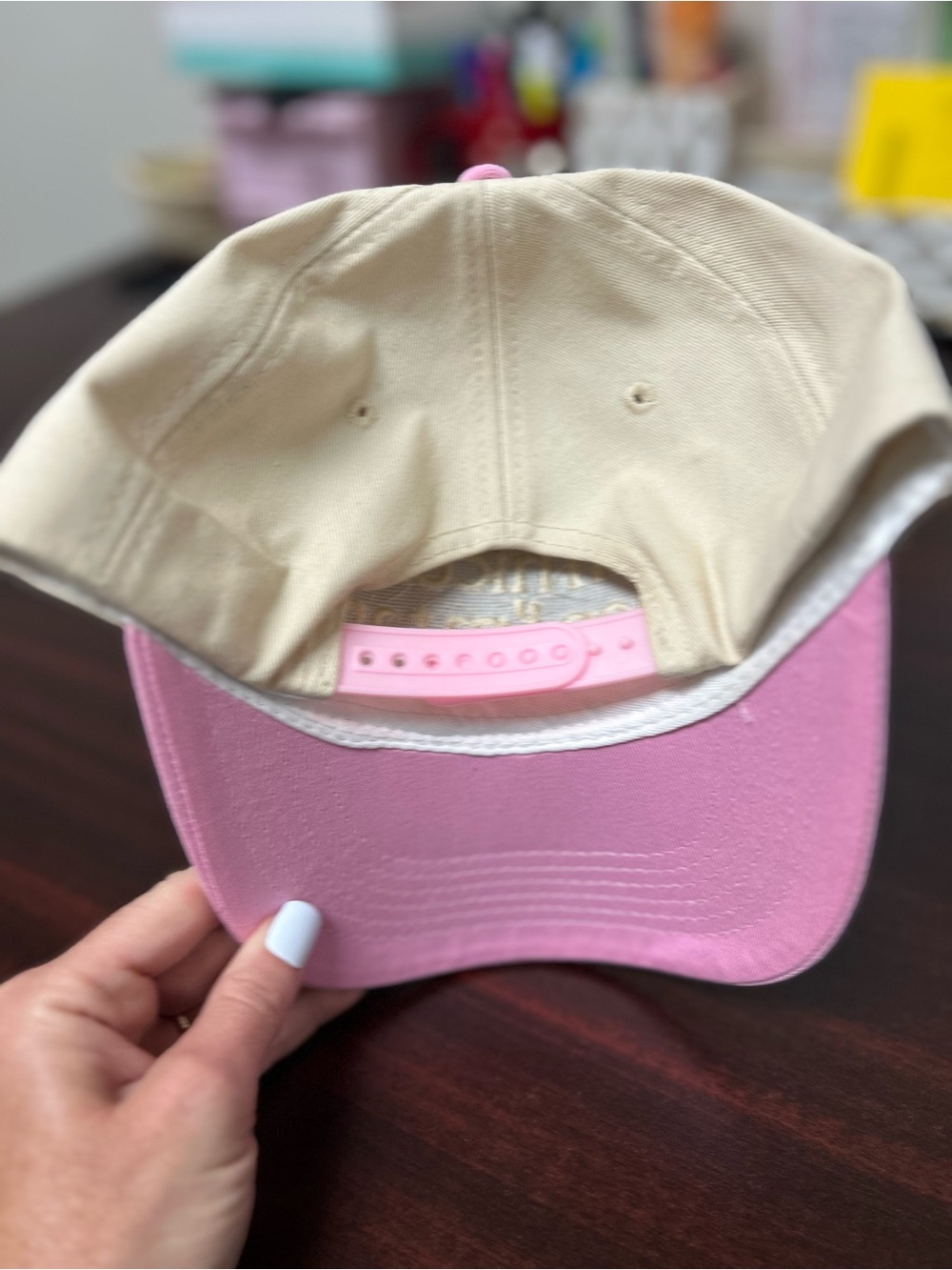 I’m Nicer When I’m Tan Embroidered Pink & Cream Adjustable Snapback Hat View 4
